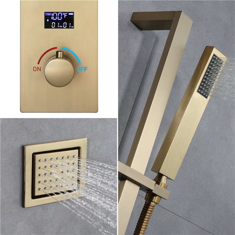 HIDEEP bathroom showerhead set 36* 12-inch LED music embedded top spray digital display cold and heat control valve undefined