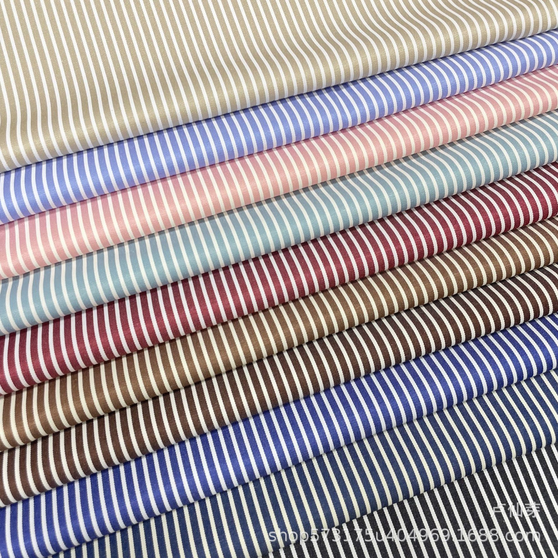 反比例条子衬衫布 裙子 鞋帽箱包 口袋里子面料 涤棉斜纹条纹面料