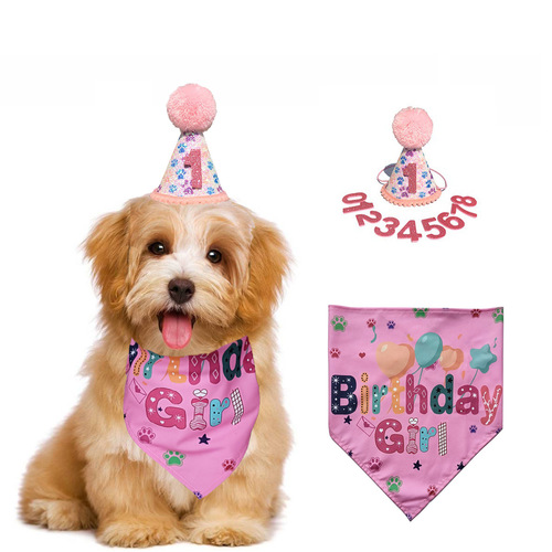New Cross-Border Pet Hat & Bow Tie: Stylish Cat Party Decorations, Dog Birthday Hats, and Drool Bib Props