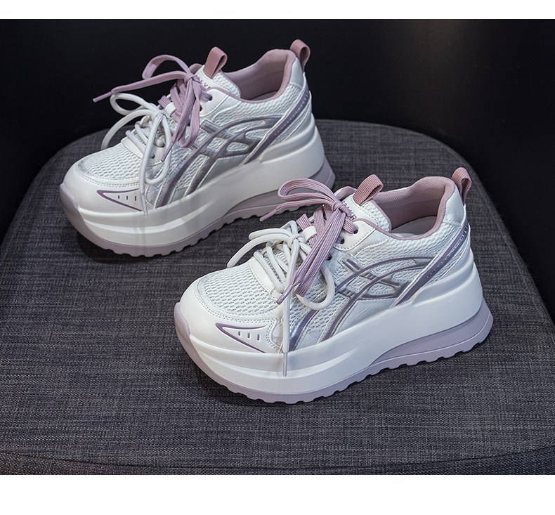 Giày sneaker nữ đế dày phong cách cổ điển, tăng chiều cao, thoải mái — Vàng 5053, Xám 5053, Tím 5053 chi tiết 29