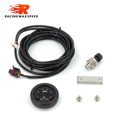 Avtomobil modifikasiyası 52MM ultra-nazik dairəvi qırmızı LED displey 0 ~ 150PSI yağ təzyiq ölçən