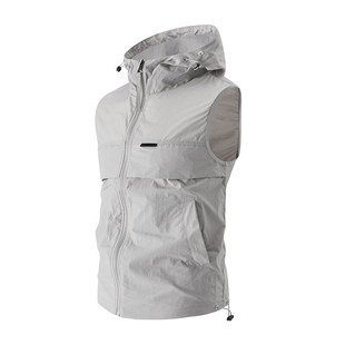 Foreign Trade 2025 Summer New Men's Sun-protective Clothing Vest Hooded Sleeveless Vest Loose Breathable Sleeveless Waistcoat Hooded
