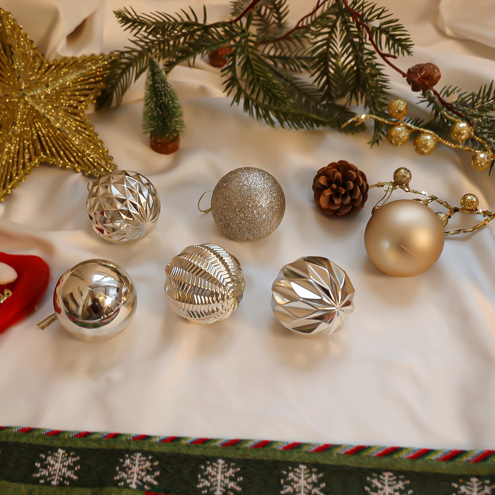 Navidad spot 6cm 24 champán bola de Navidad con forma especial set de decoración de árbol de Navidad bola