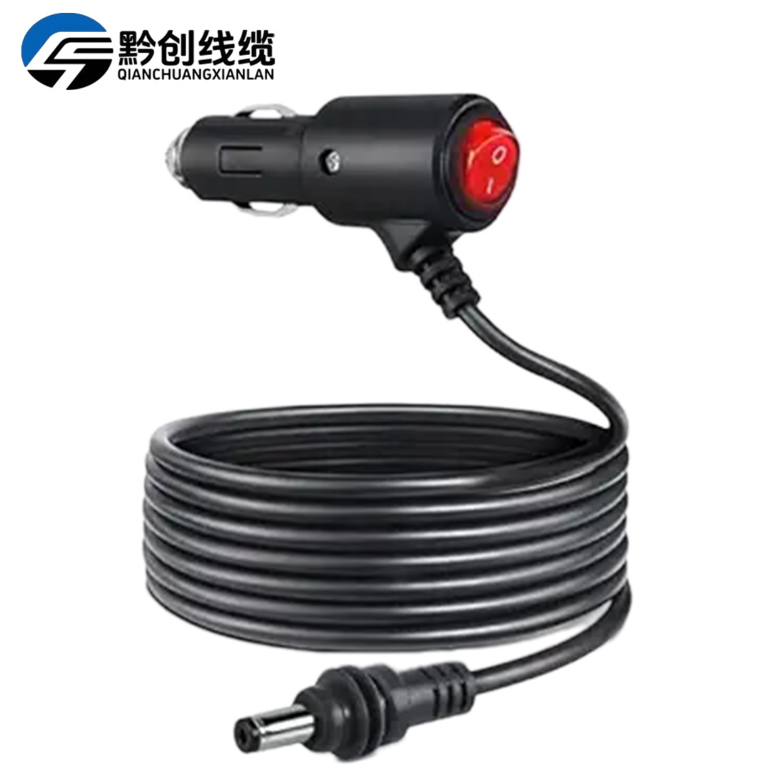 跨境热销Mini设备带开关车载点烟器转DC头防水电源线车充工厂现货