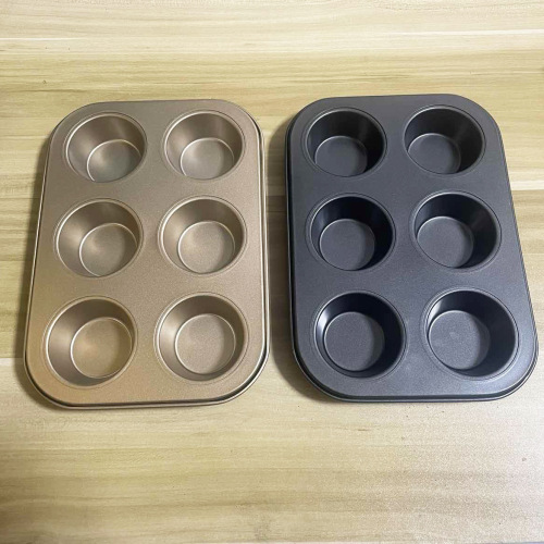 12-piece non-stick cake pan carbon steel pancake plate 6-hole muffin cups baking tray DIY Teflon baking tray baking mold