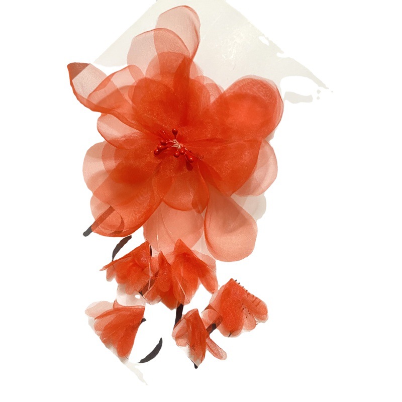 Encaje de organza tridimensional bricolaje percha flor tridimensional flor hecha a mano moda ropa para Niños Accesorios flor decorativa