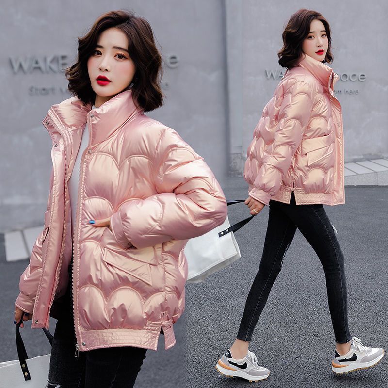 2024 Winter New Korean Style Loose Cotton Outwear Small Cotton Jacket Outwear Off-Season Wash-Free Glossy down Cotton Outwear Women's Short Style