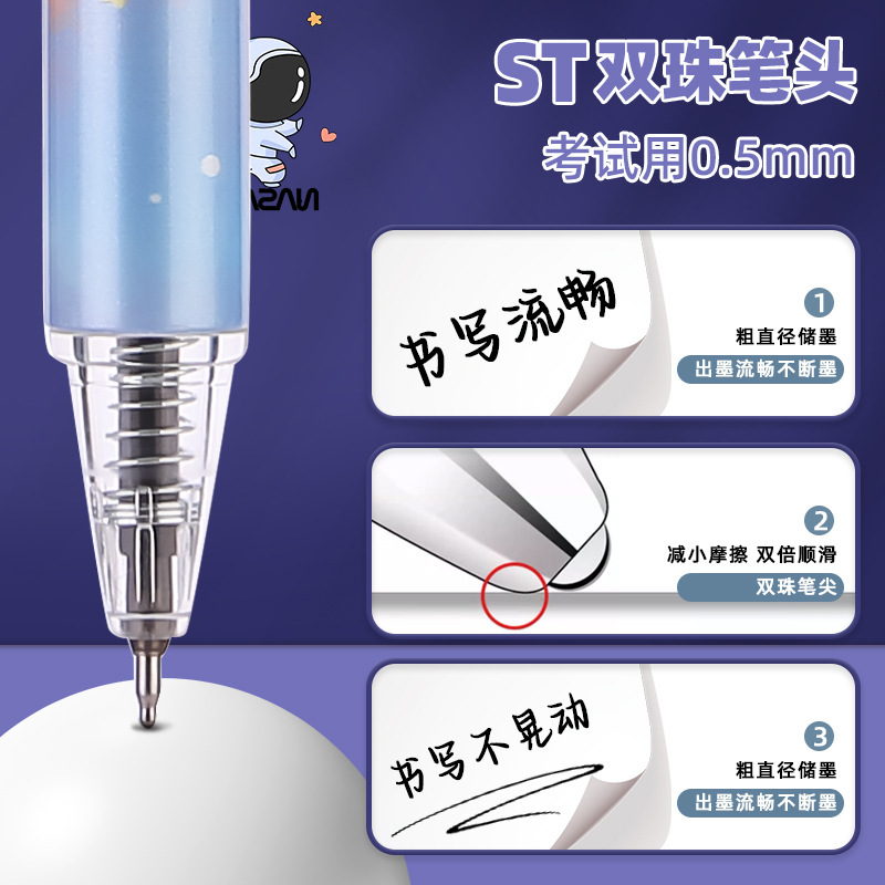 Presione el bolígrafo térmico limpiable de 0.5m cristal azul frotamiento térmico limpiable negro mágico limpiador de bolígrafo negro neutro para estudiantes