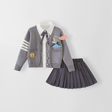 2026春季新品女童兔子警官JK套装三件套韩版英伦风制服套装网红裙