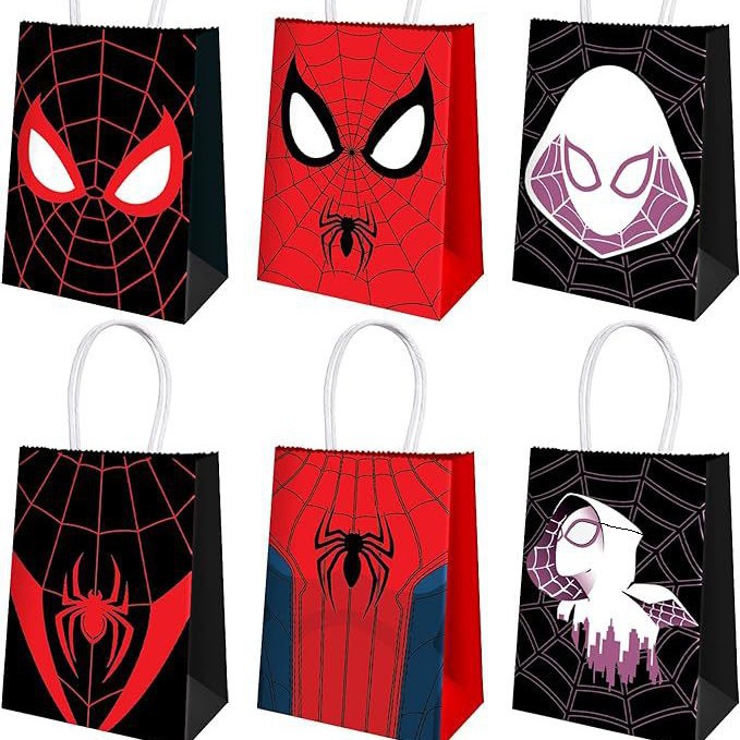 蜘蛛侠牛皮纸袋派对礼品袋生日超级英雄手提袋礼物袋牛皮纸袋糖果