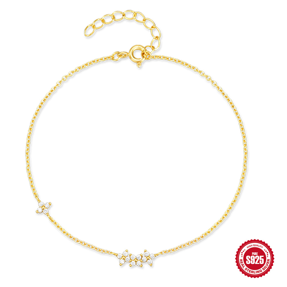 Venta caliente transfronteriza europea y americana s925 plata esterlina simple estilo ins con pétalos de diamantes a juego todos los días pulsera de mujer