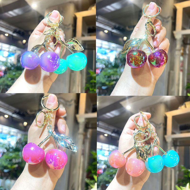 Alloy Leaf Cherry Keychain Pendant Wholesale, Street Vendor Blind Box Gifts
