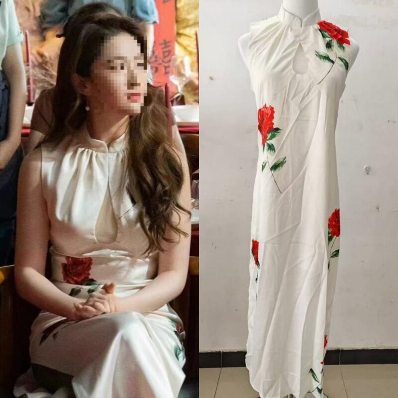 Long-Term Spot 2025 Spring Rose Story Liu Yifei Huang Yimei Rose Cheongsam New Chinoiserie High Waist Slit Skirt