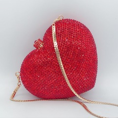 Heart-shaped diamond-encrusted dinner bag cross-border European and American banquet full-diamond clutch bag dress crystal diamond women's bag chain purse