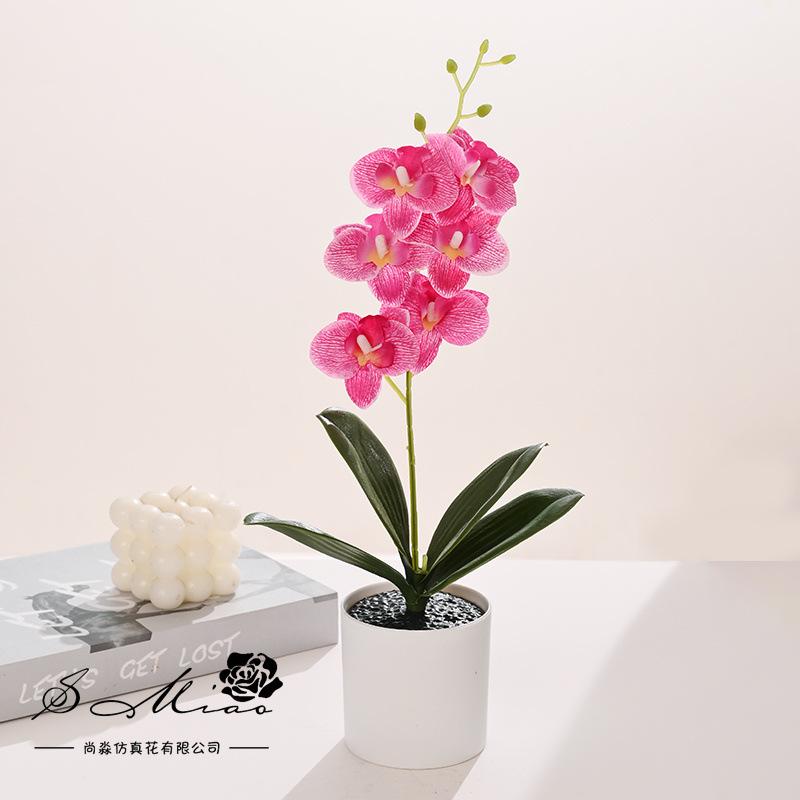 Orquídea Phalaenopsis Artificial en Bonsái, Suministrada Directamente por el Fabricante, Plantas Artificiales Creativas para Decoración de Interiores, Flores Artificiales, Plantas en Maceta Simuladas