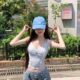 L3308 # French Retro Pastoral Floral Design Small Flower Short Lace Summer Slim Fit with Built-In Breast Pad Suspenders