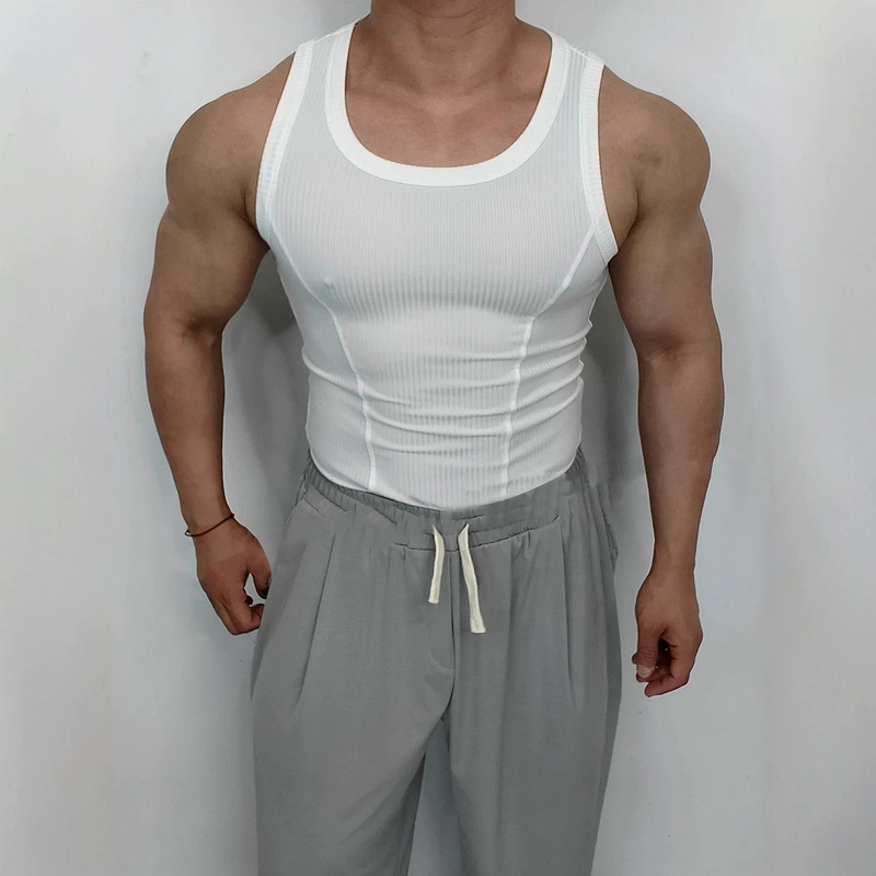Men's Sports Vest Ribbed Slim Fit Summer Fitness Running American Style Top Foreign Trade Men's Vest Wholesale Men's Sports Vest Ribbed Slim Fit Summer Fitness Running American Style Top Foreign Trade Men's Vest Wholesale