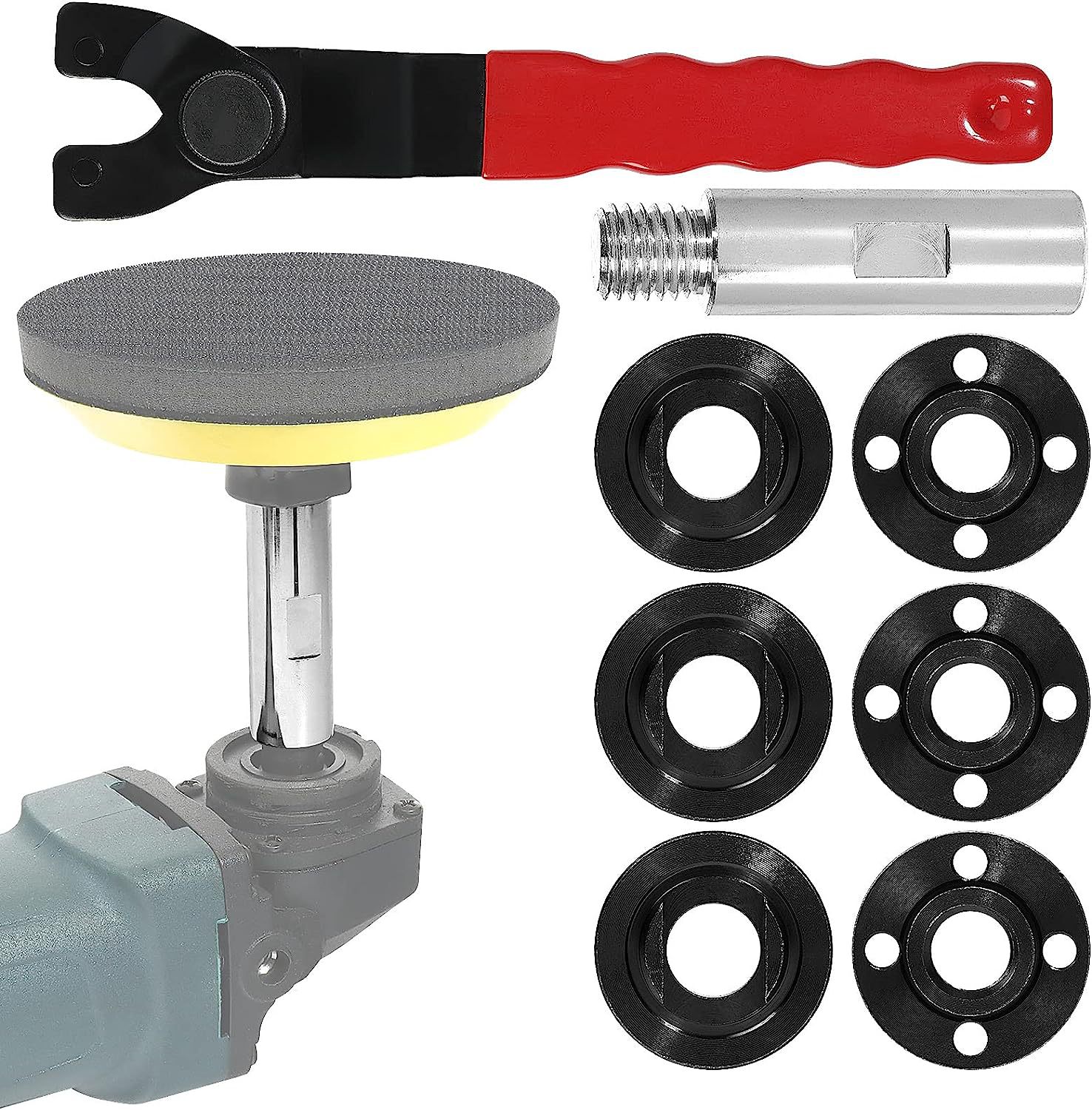 角磨机扳手,锁紧研磨机扳手法兰螺母和延长轴,8 件附件套