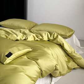 简约纯色全棉被套单件 现代风丝滑细腻裸睡长绒棉四件套床单床笠