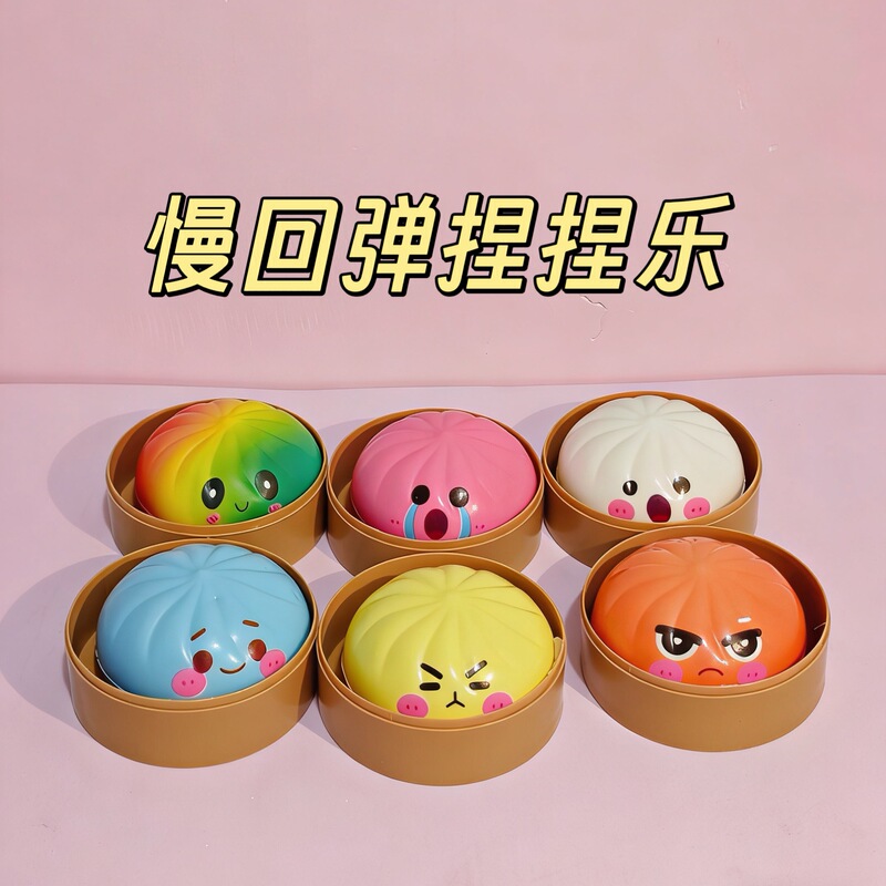 Bun-Shaped Squishy Toy with Slow Rebound, Soft and Squeezable, Fun and Creative Stress-Relief Toy, Food-Themed Play Set, Steamer Blind Box