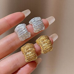 銀色の冷たい風のピアスの高級感の気質のイヤリングの女性の2025年の新型の大衆の設計の合金のシンプルな耳飾り