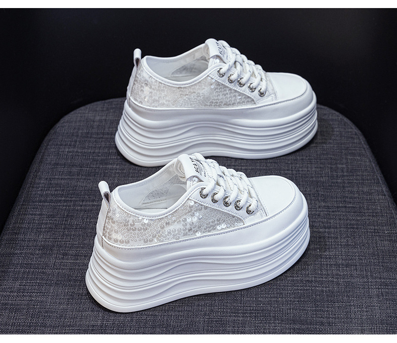 Giày sneaker nữ đế dày tăng chiều cao ẩn sequin hè 2026 — M2855 màu hồng, M2855 Màu đen, M2855 màu be chi tiết 28