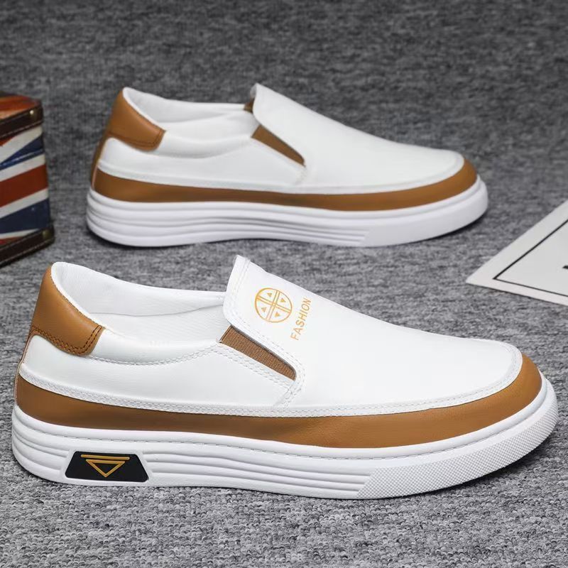 2025 Spring and Autumn New Men's Casual Leather Shoes Lazy Slip-On Shoes White Shoes 2025 Spring and Autumn New Men's Casual Leather Shoes Lazy Slip-On Shoes White Shoes