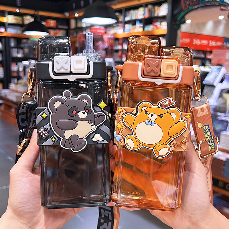 蛋仔派對兒童水杯夏天寶寶雙飲吸管杯幼兒園學生上學專用水壺夏季