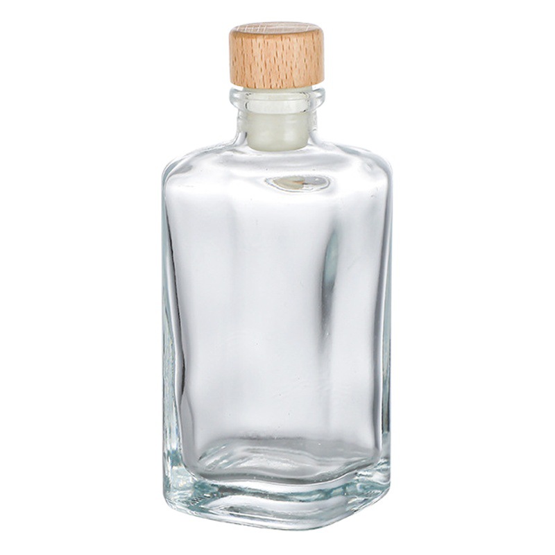 Botella de vidrio cuadrado espesado en casa-elaborada ciruela waxberry leche té jugo fruta botella vino tapa corcho vino