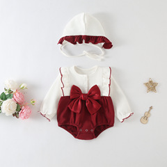 赤ちゃんの秋の服はお尻の服を包んで、新生児の女の子の赤ちゃんは体の服の王女の満月の百日の服を着ます。