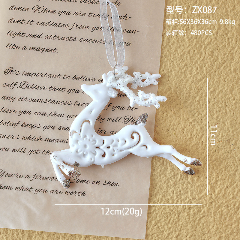 Nuevo colgante de acrílico de Navidad blanco transfronterizo, copos de nieve en polvo de brillo, paquete de regalo de árbol de Navidad de mariposa, colgante de caramelo pequeño