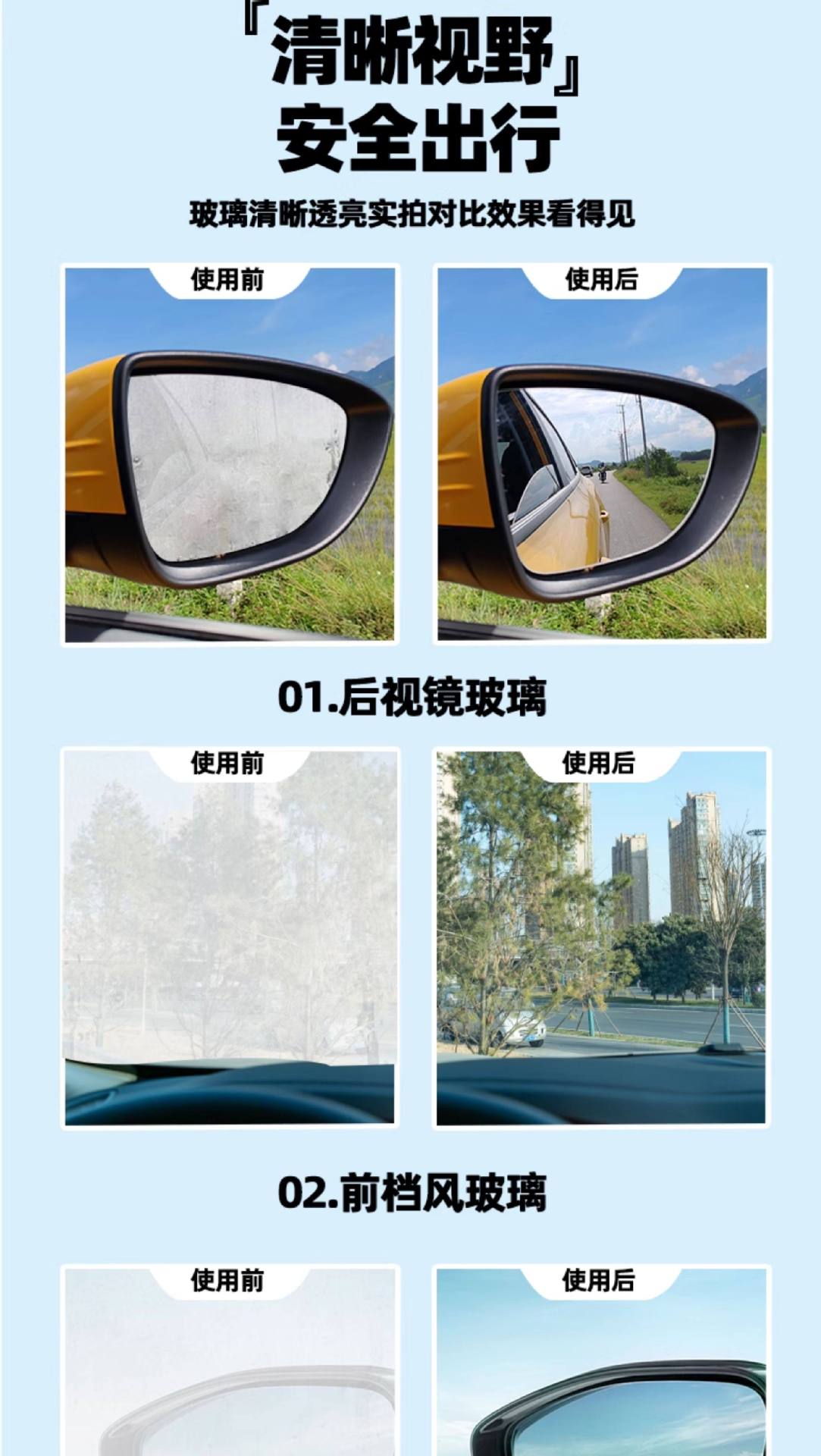 Baoneng Anti-Fog Agent Car Windshield Anti-Fog Spray for Tricycle Rearview Mirrors, Motorcycle Helmets, and Eyeglasses Lenses, Defogging Coating