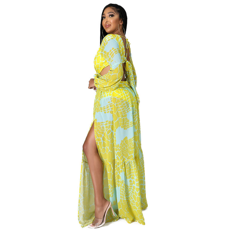 Vestido Holgado de Primavera y Verano para Mujer, Estilo Coreano, Estampado, Falda Irregular de Estilo Europeo y Americano con Temperamento Elegante, HX036, Amazon Cross-Border image 8