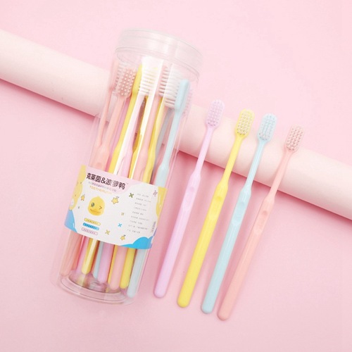 Candy-colored toothbrush 10-packs, 20-packs bucket, soft bristle adult Klein Macaron ultra-fine toothbrush, factory wholesale