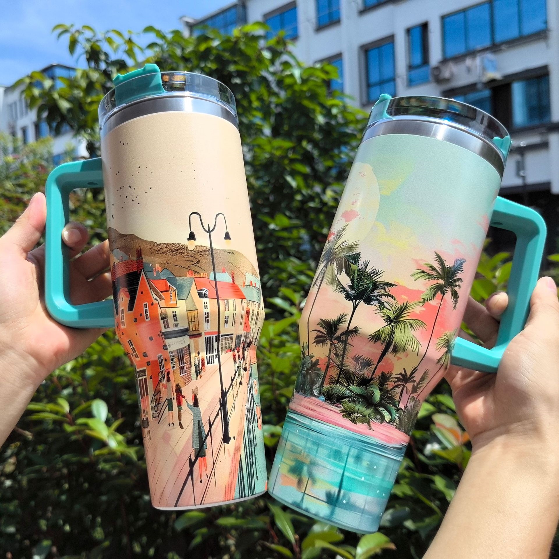 Una taza de automóvil transfronteriza 40 304 taza de acero inoxidable Big Mac de gran capacidad de taza de hielo 5D taza de agua