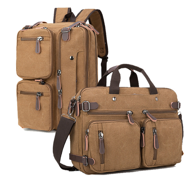 Cross-Border Business Briefcase, Portable Cross-Body Large-Capacity Computer Bag, Casual Travel Bag, Multi-Functional Canvas Backpack