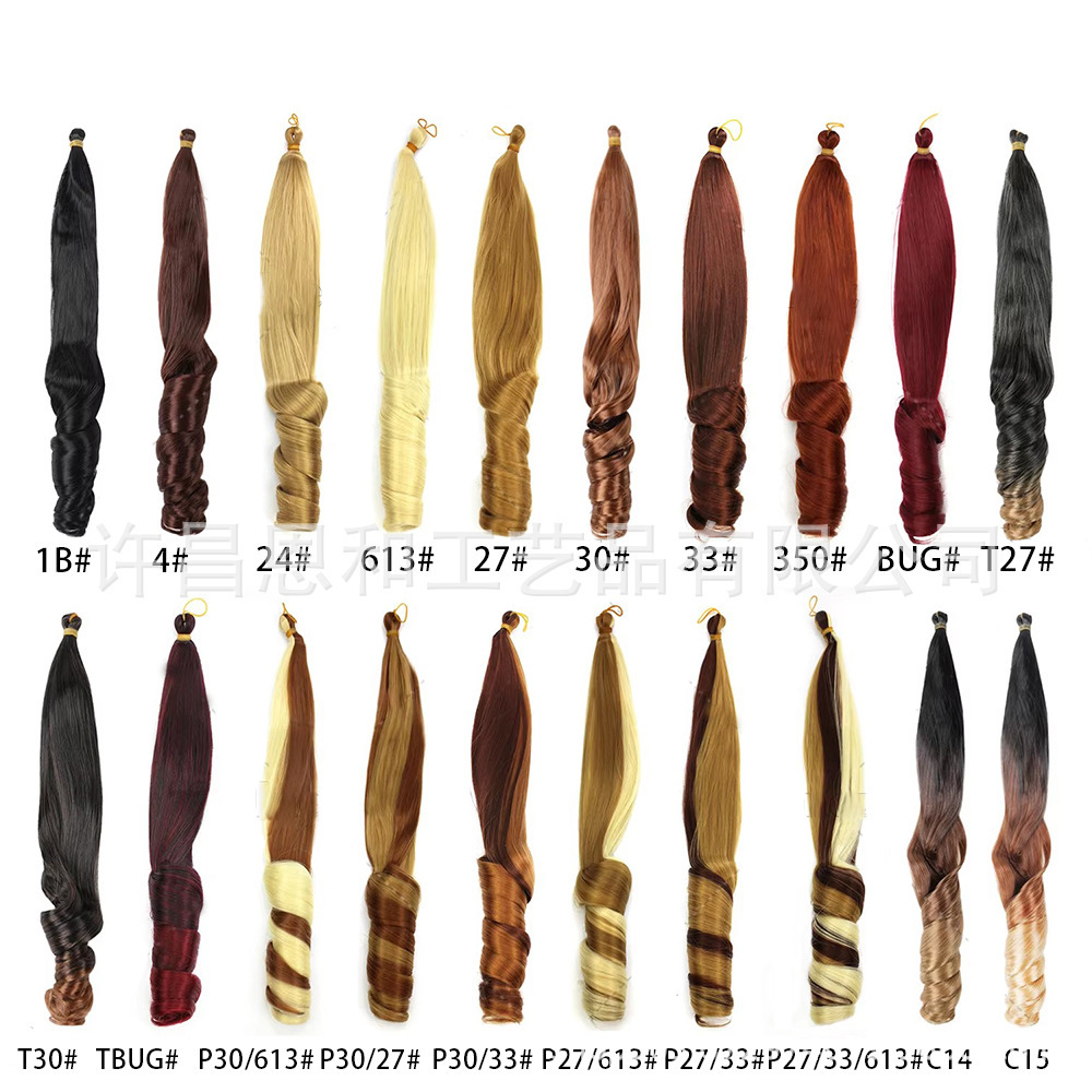 150g pelucas transfronterizas en espiral rizado en la parte superior y la parte inferior de la trenza curva extensión de cabello ondas sueltas rectas