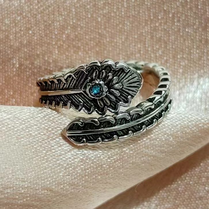 Vintage thailändska silverringar med zirkon för herr och dam_voghion.com