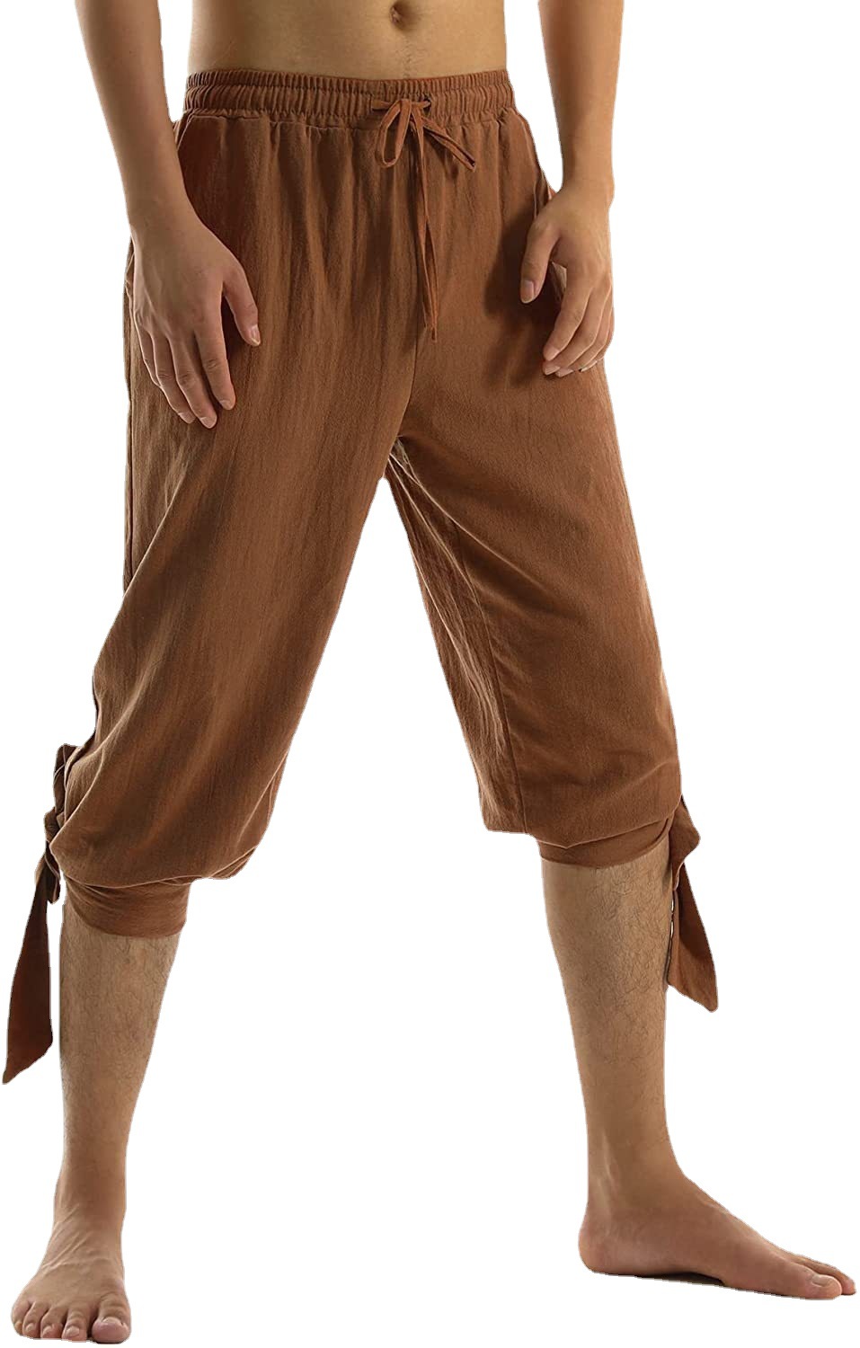 Pantalones piratas renacentistas Medias con cordones vikingos góticos pantalones cortos de lino de algodón