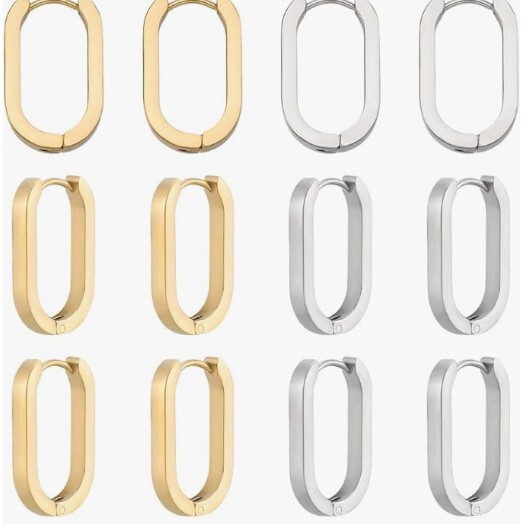 European and American Cross-Border Oval Titanium Steel Earrings, Gold Color, Light Luxury, High-End Feel, New Style, Simple and Unique U-Shaped Ear Clips, in Stock European and American Cross-Border Oval Titanium Steel Earrings, Gold Color, Light Luxury, High-End Feel, New Style, Simple and Unique U-Shaped Ear Clips, in Stock