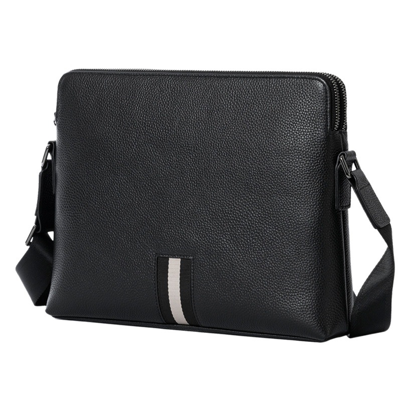 Men's Genuine Leather Crossbody Bag New Trendy Fashion Webbing Contrast Color Shoulder Bag First Layer Cowhide Commuter Shoulder Bag in Stock