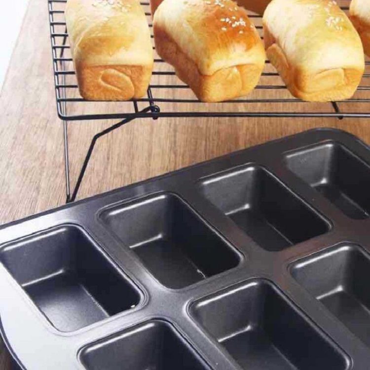 8连布朗尼蛋糕模迷你磅长方型不粘面包土司工具烤箱家用烘焙