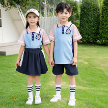 幼儿园园服夏装短袖英伦学院风纯棉毕业照服装儿童班服小学生校服