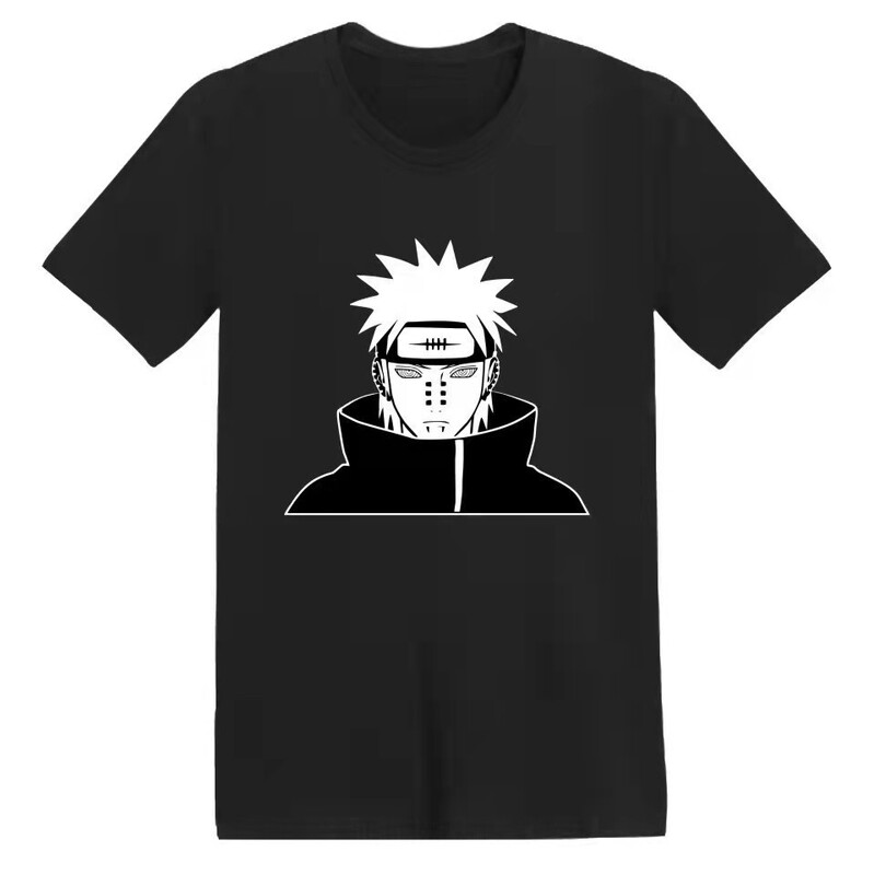 2024 Summer Anime Naruto Uchiha Skunk Print T-Shirt Unisex Harajuku Street Cotton Short Sleeve Top