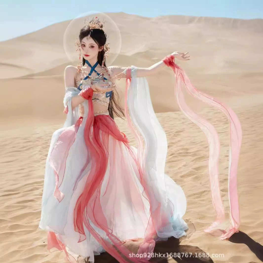Оригинальный костюм Dunhuang Flying Hanfu Женская экзотическая пустыня Западная принцесса Changyue Eagle Ming в том же костюме