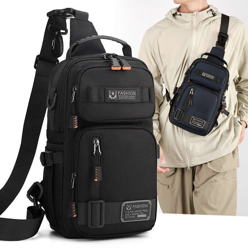 New Men's Outdoor Chest Bag, Simple and Versatile Shoulder Crossbody Bag, Multi-Functional Trendy Brand Large Capacity Shoulder Bag Wholesale