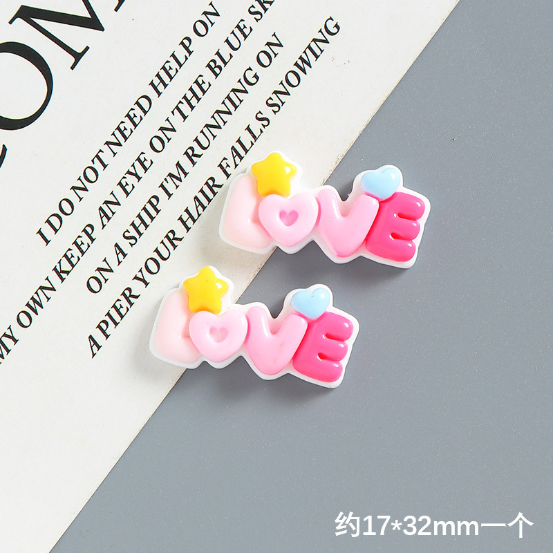 漫画グラデーションLOVEアルファベット樹脂アクセサリーdiyクリームゴム携帯ケースヘアピンアクセサリーアクセサリー材料|undefined