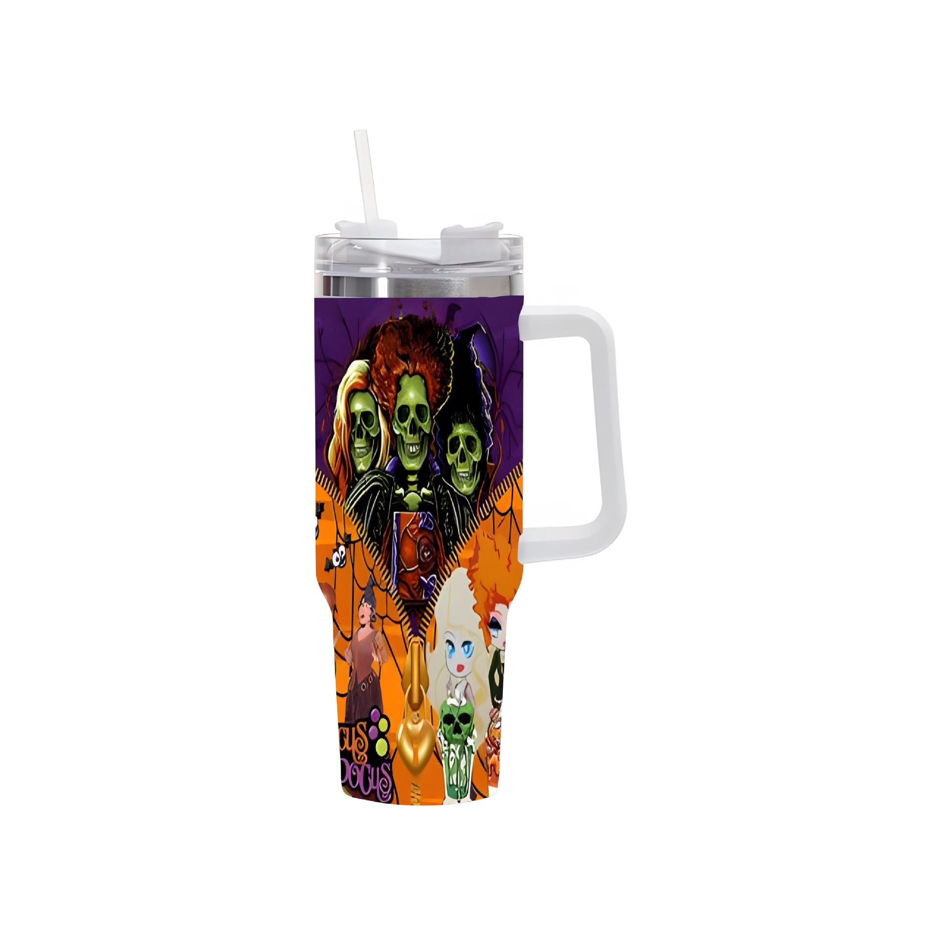 Vaso térmico de acero inoxidable con aislamiento al vacío de 40 oz, para automóvil, de gran capacidad, con impresión UV de diseño 5D, para viajes transfronterizos.