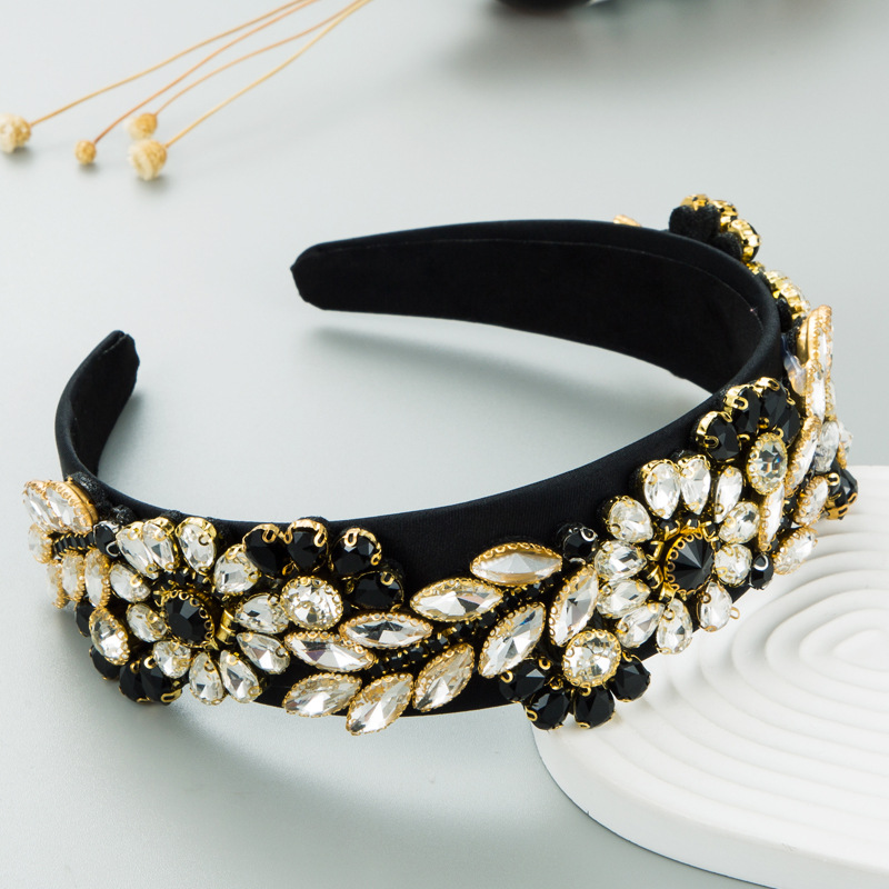 Fashion Baroque Color Glass Drill Cloth Headband Hair Accessories Women display picture 4