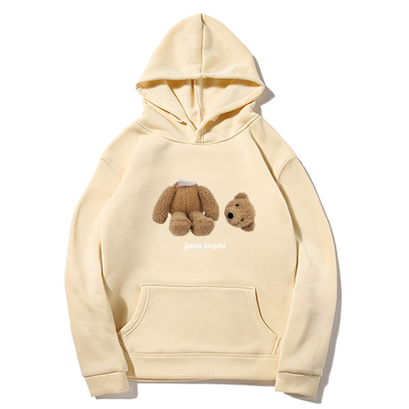 Cross-border European and American Trendy Brand Palm Angel Sequins Broken Head Bear Hooded Sweater for Men and Women High Street Couple Bf Hoodie Jacket